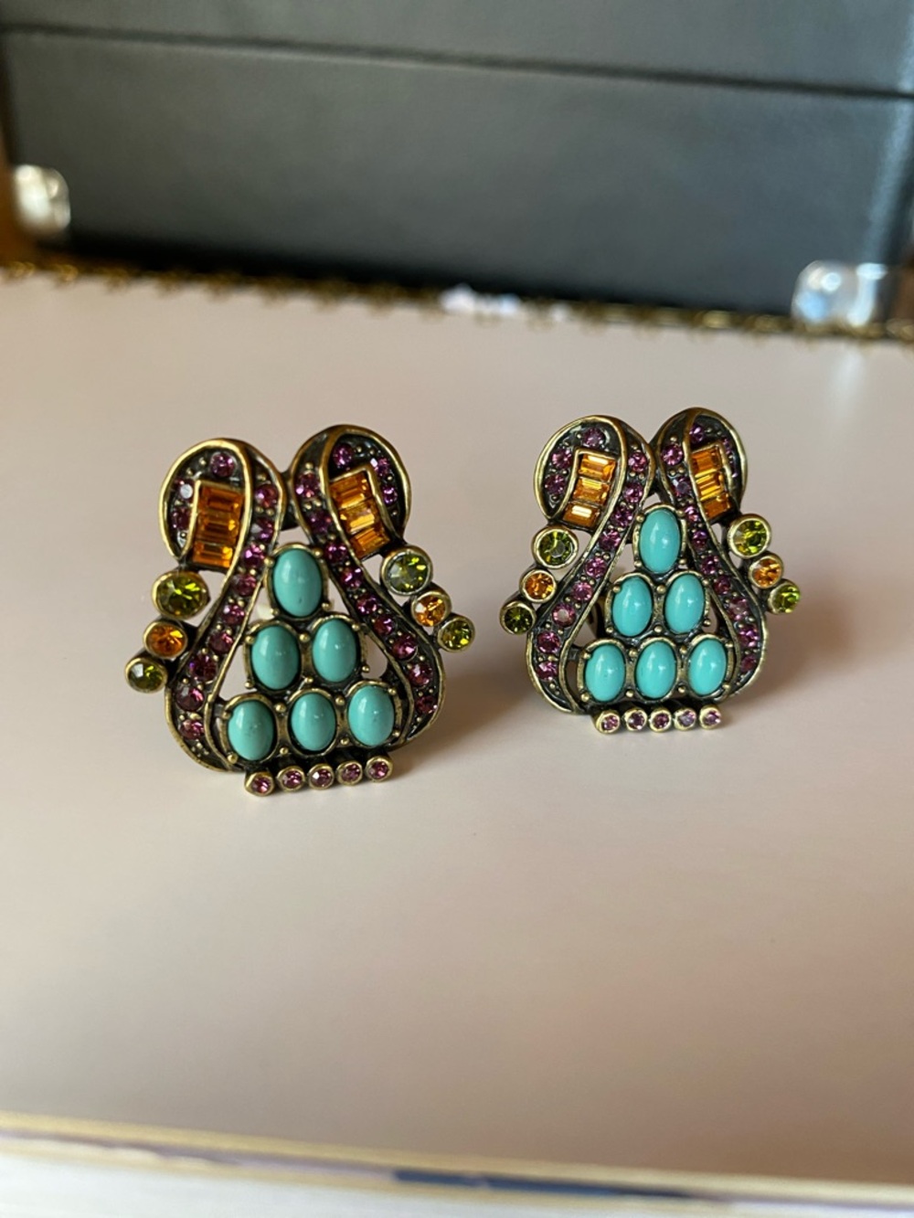 Heidi Daus Turquoise and Purple Multi-Colour Clip Earrings